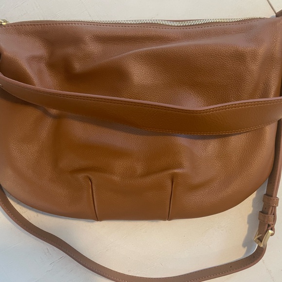 Quince Handbags - Quince Italian Leather Convertible Crescent Cognac